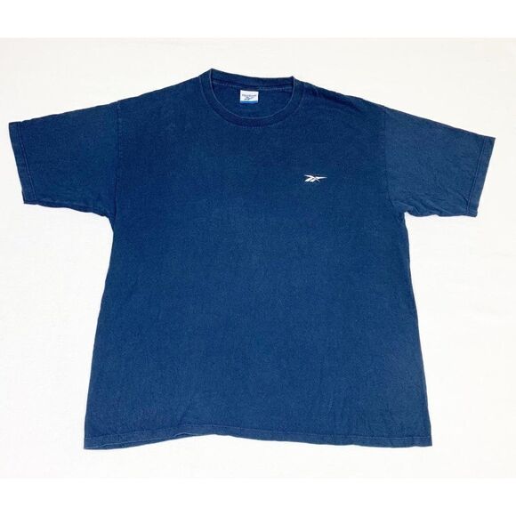 Vintage 90s Y2K Reebok T-shirt XL Navy Blue Embroidered Logo - Picture 1 of 7